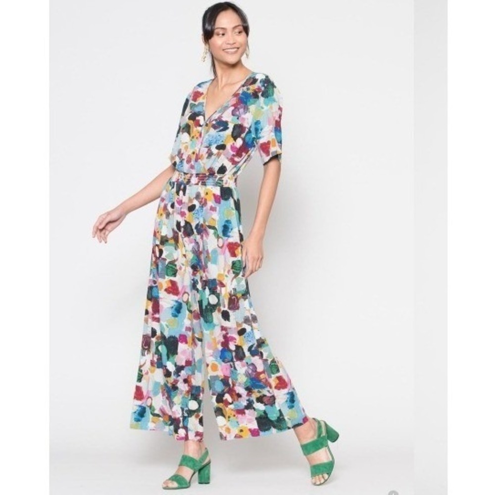 Kindah Khalidy x Gorman Art Print Jumpsuit Size 6 Wide Leg Boho Statement Piece